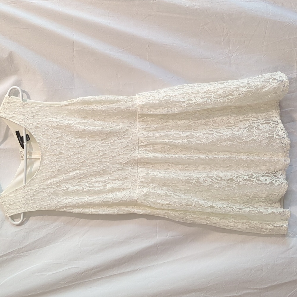 Forever 21 | Ivory Lace Dress Sleeveless Fit & Flare Romantic Events Party | L